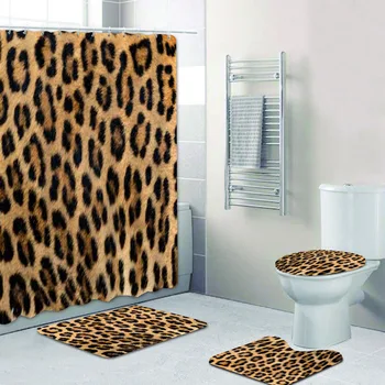 Girly Pink Ribbon Leopardas Spausdinti Dušo Užuolaidų Komplektas Modernus Cheetah Leopard Vonios Užuolaidos Vonios kambariui, Namų Dekoro Užuolaidos