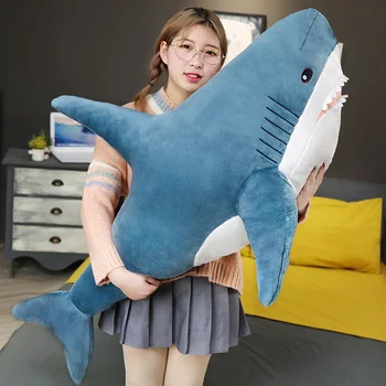 60/80/100/140cm Big fat shark pliušinis žaislas ins karšto super minkšta pagalvėlė juostelės lova namų dekoro pagalvę aukštos kokybės gimtadienio dovana vaikas