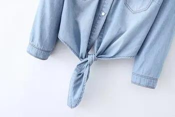 Lady džinsai marškinėliai Kratinys Outwear Džinsai Kailis Klasikinės Moterų Mados Perlų Apykaklės