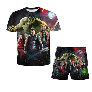 Naujas Super Herojus Hulk - žmogus-Voras Vasaros 2vnt Rinkiniai Vaikams Drabužių Rinkiniai Viršūnes+Kelnės, Kostiumai Berniukams, Tshirts Šortai Paauglių drabužių, 4-14Y