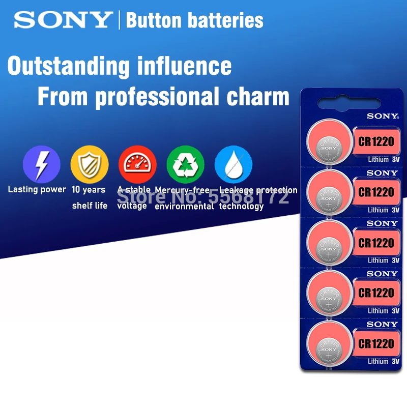 5vnt/pakuotė Sony CR1220 Mygtukas Baterijų DL1220 BR1220 LM1220 Ląstelių Monetos 3V Ličio Baterija CR 1220 Žiūrėti Elektroninių Žaislų 1