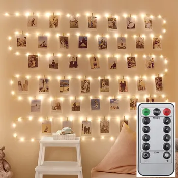 Nuotrauka Įrašą USB LED String Žibintai su Nuotolinio valdymo 50 100LEDs Pasakų Patalpų Lauko Girlianda Kalėdinė Dekoracija Šalis Vestuvių